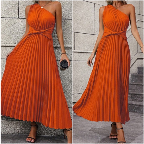 Luxe One Shoulder Pleated Party Evening Wedding Formal Dress - Picture 7 of 10